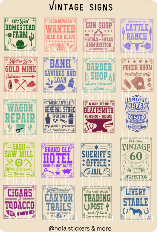 vintage signs sticker sheets