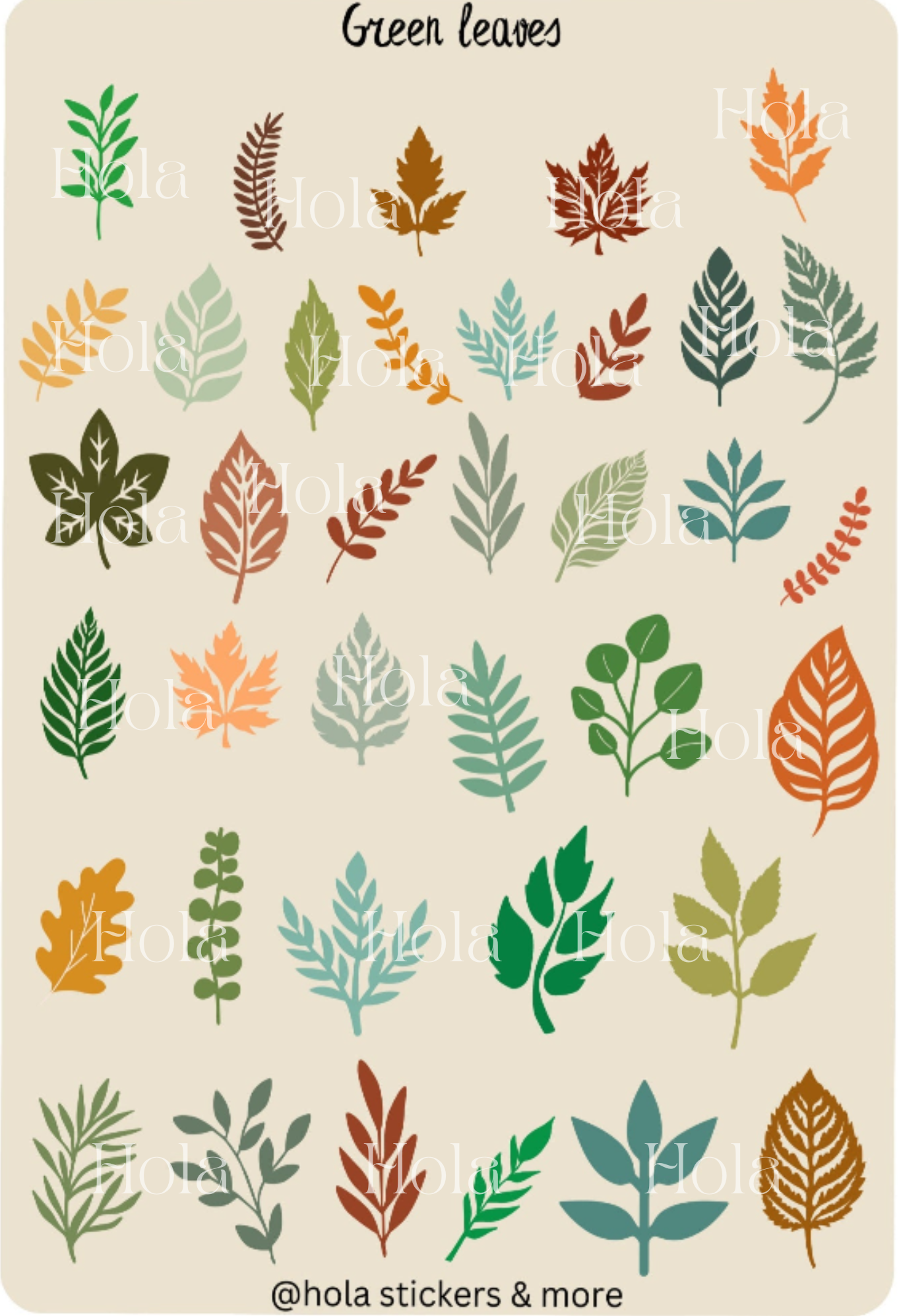 Green Leaves sticker sheet