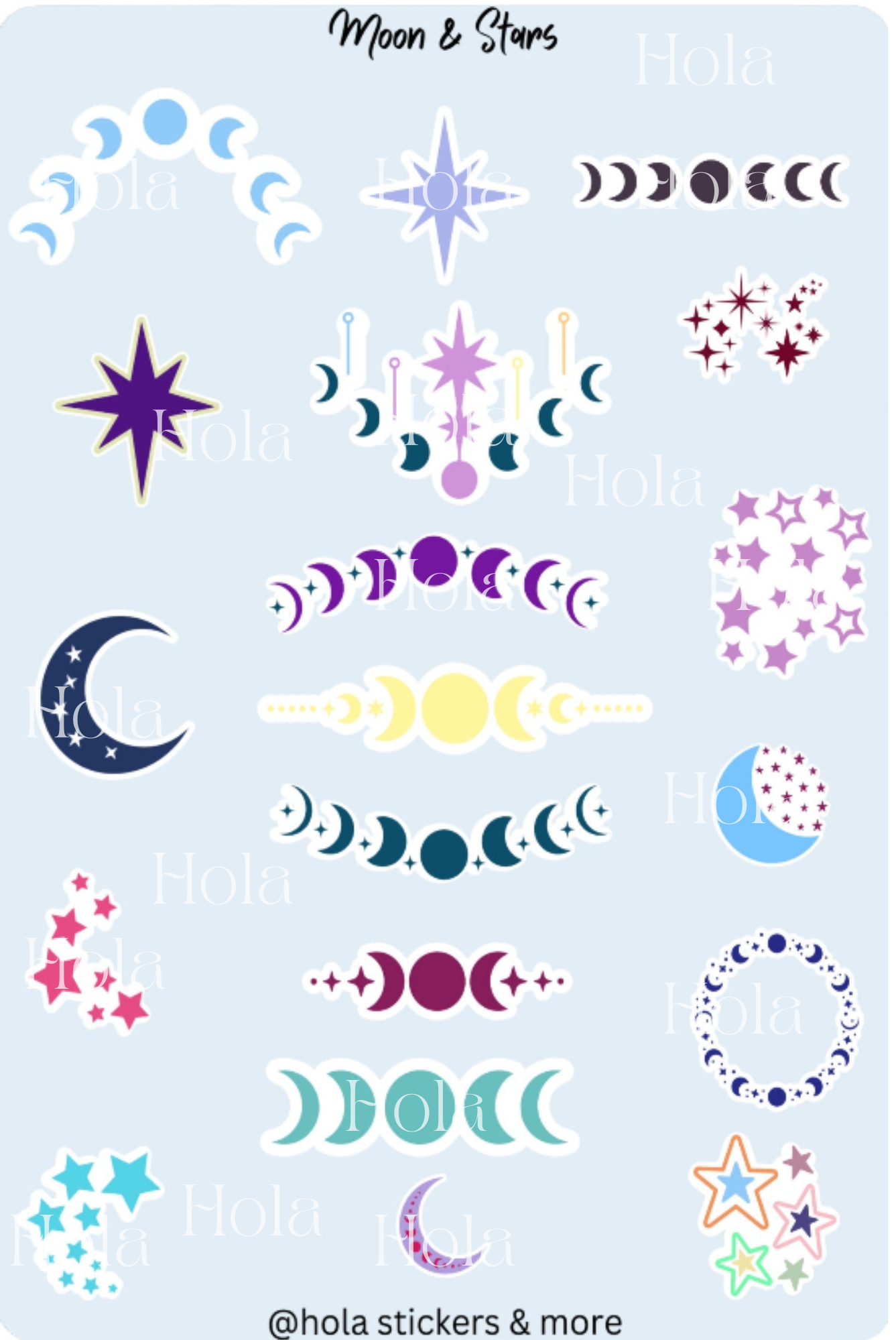 Moon & stars sticker sheet